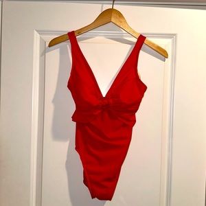 Red HOT! Tummy control one piece, size 8